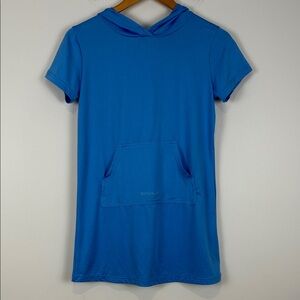 Spyder Girls Medium 10 Short Sleeve Hooded Dress Cover Up Pocket Blue Athletic
